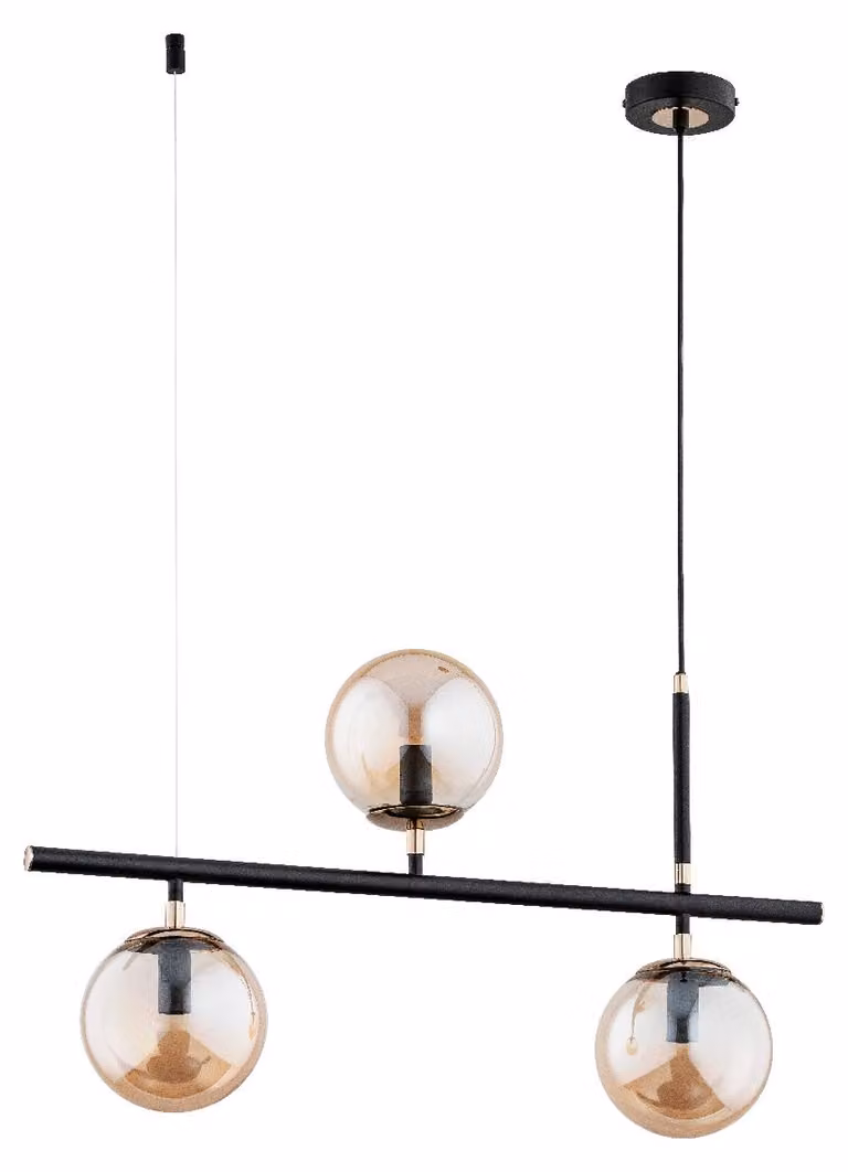 Lampada a sospensione FINGO nero-ambra-oro 3xE14x10W in metallo, dimensioni: 90x70,5x15 cm, IP20, Alfa