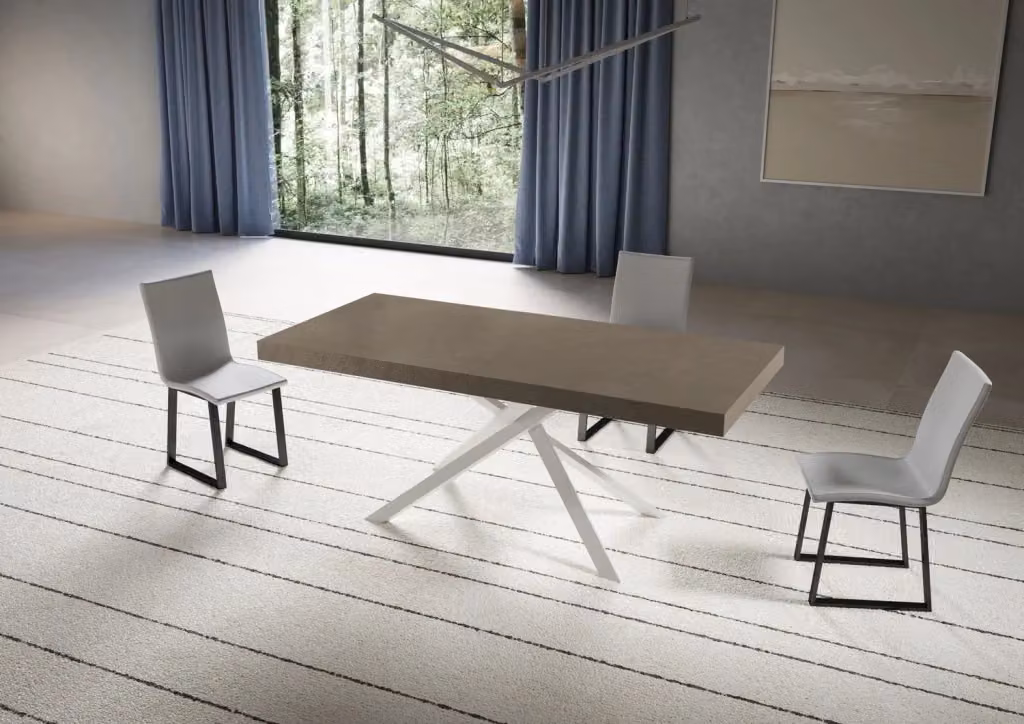 Tavolo allungabile Niket Itamoby rettangolare con piano tortora e gambe bianche L: 200-460 cm, P: 90 cm – 2