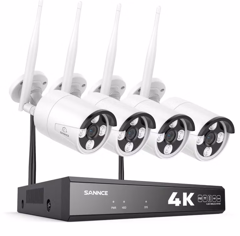 Kit di telecamere di sicurezza wireless 4K per esterni - 4 telecamere, registratore NVR a 16 canali, senza hard disk