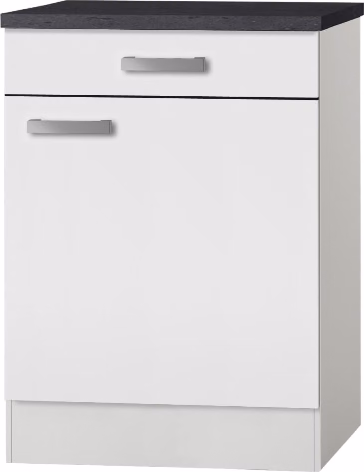 Base per cucina con piano di lavoro Oslo U606-9 in bianco largo 60 cm