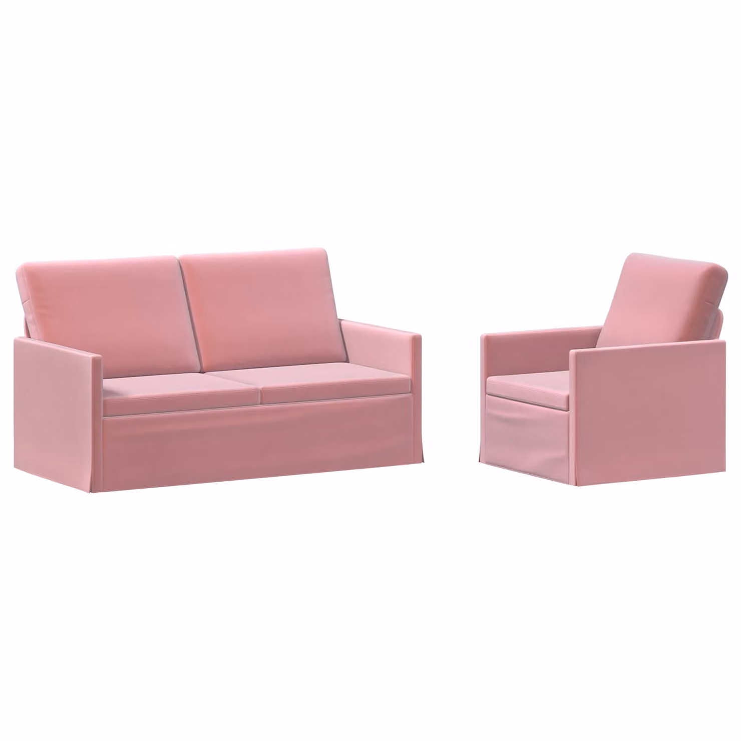 Set di 2 divani moderni vidaXL in velluto rosa con struttura in metallo per soggiorno o ufficio in casa