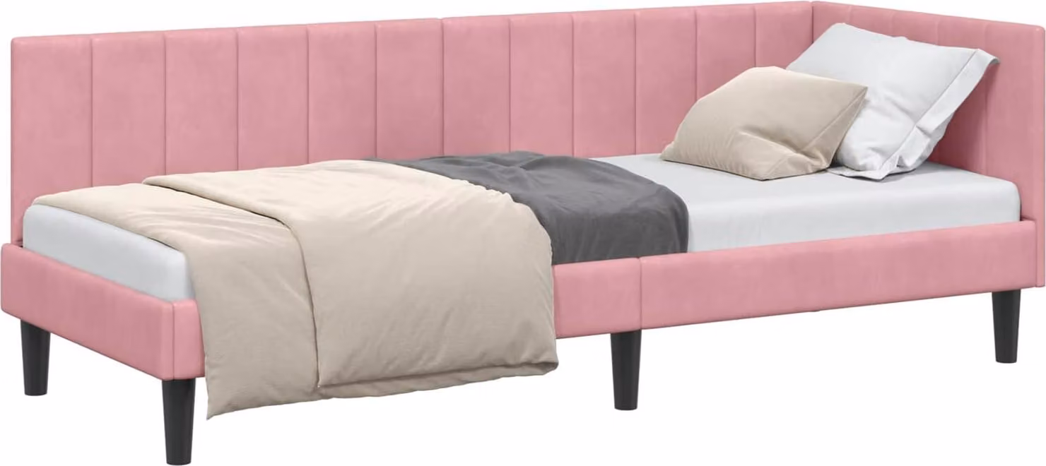 Cornice del letto ad angolo Rosa 80 cm x 200 cm Velluto