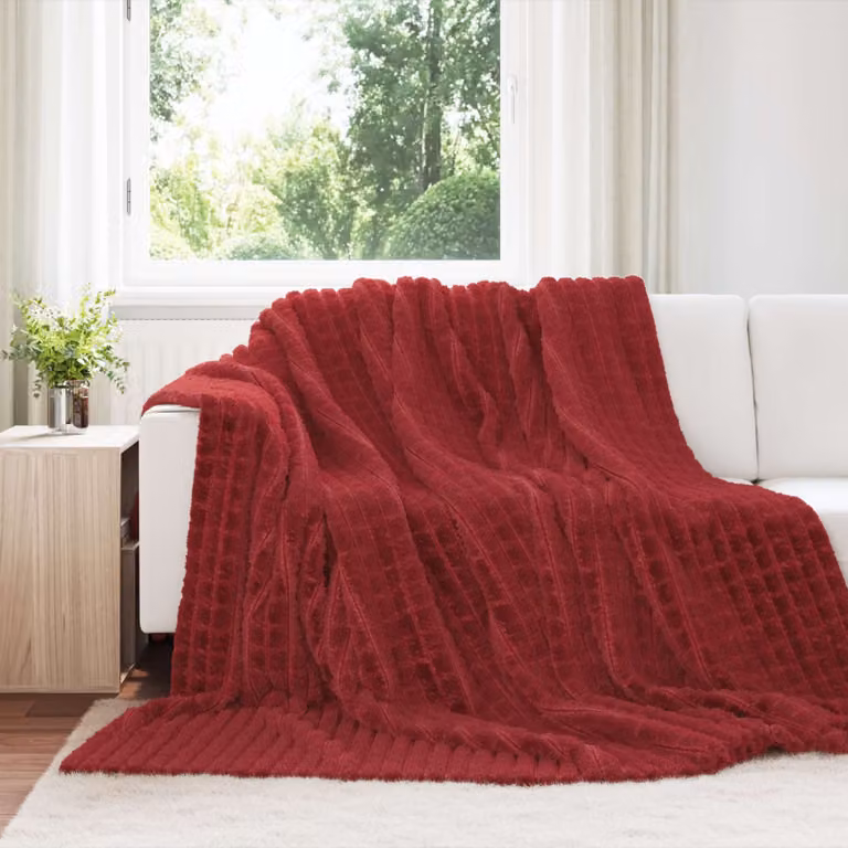Set di 6 coperte in pile vidaXL rosso, morbide e lavabili, L 270 x P 240 cm