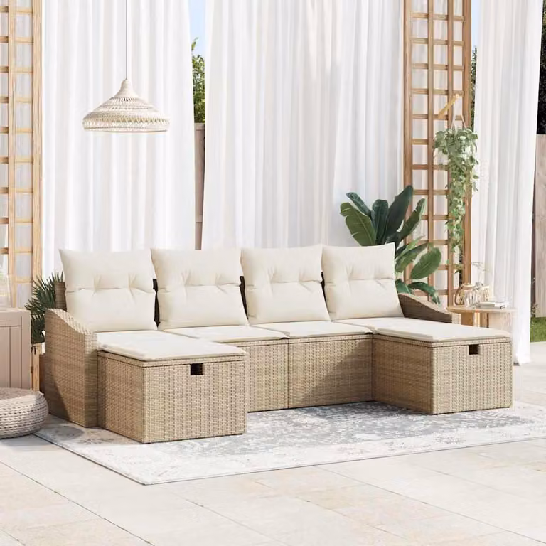 Maison Exclusive - Set di divani da esterno, 6 pezzi, in rattan sintetico