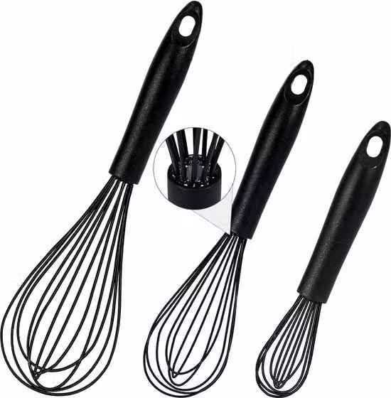 Set di spazzole per neve, 3 pezzi, garde in silicone, manico in acciaio inossidabile, garde in silicone per mescolare, battere, spalare e mescolare (22,5 cm, 25,5 cm, 30,5 cm)
