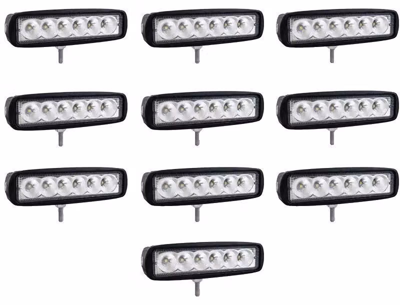 Lampada da lavoro, 18W LED, impermeabile IP67, con 10 fasci di luce direzionali