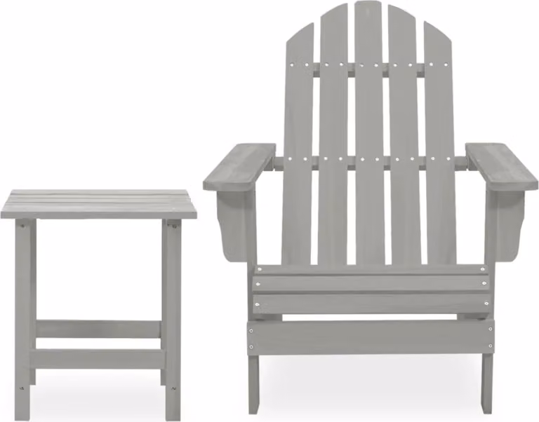 Sedia da Giardino Adirondack con Tavolino Legno Abete Grigio
