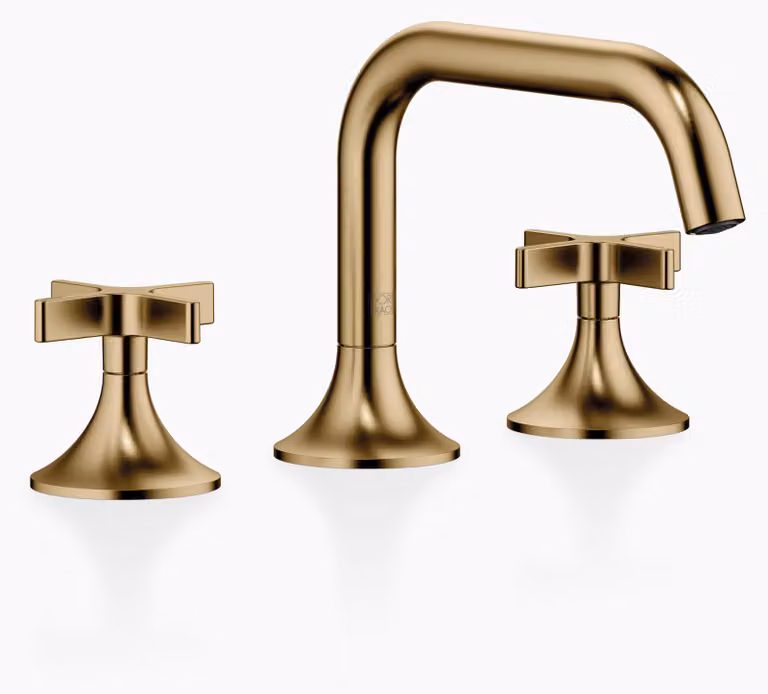 Dornbracht VAIA Mélangeur de lavabo à trois trous avec vidage, poignée croisillon, saillie 165mm, 20705809-39, 20705809-39