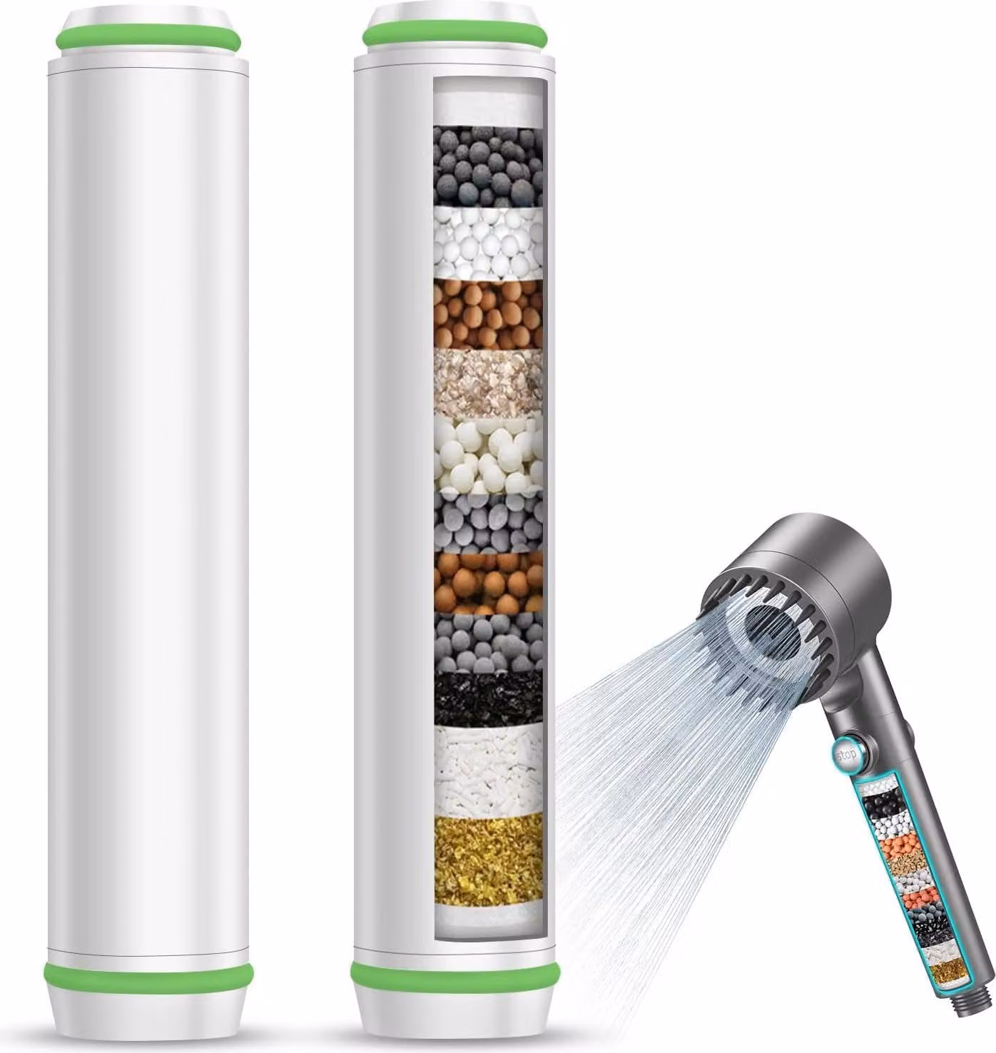 Filtro per doccetta - 2 pezzi - 15 strati - Pulisce l'acqua dura - Rimuove il cloro - B0CGHXYM1Y - Filtro di ricambio