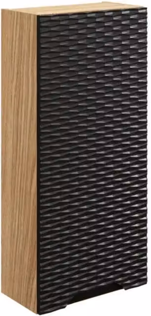 Mobile da parete YOKA - 1 anta - Rovere chiaro e nero - L35 × P19 × H75 cm - Da appendere