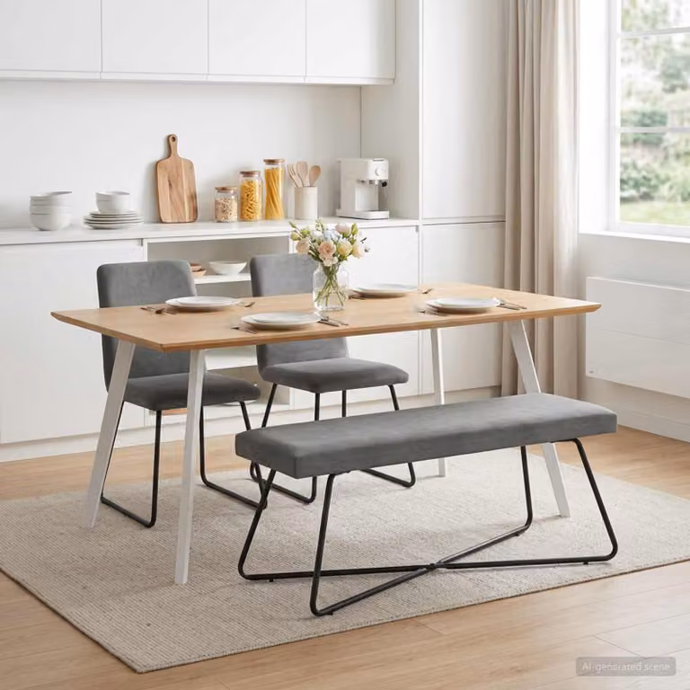 Panchina moderna vidaXL in velluto grigio con struttura in metallo e MDF, L 110 x P 40 x H 45 cm
