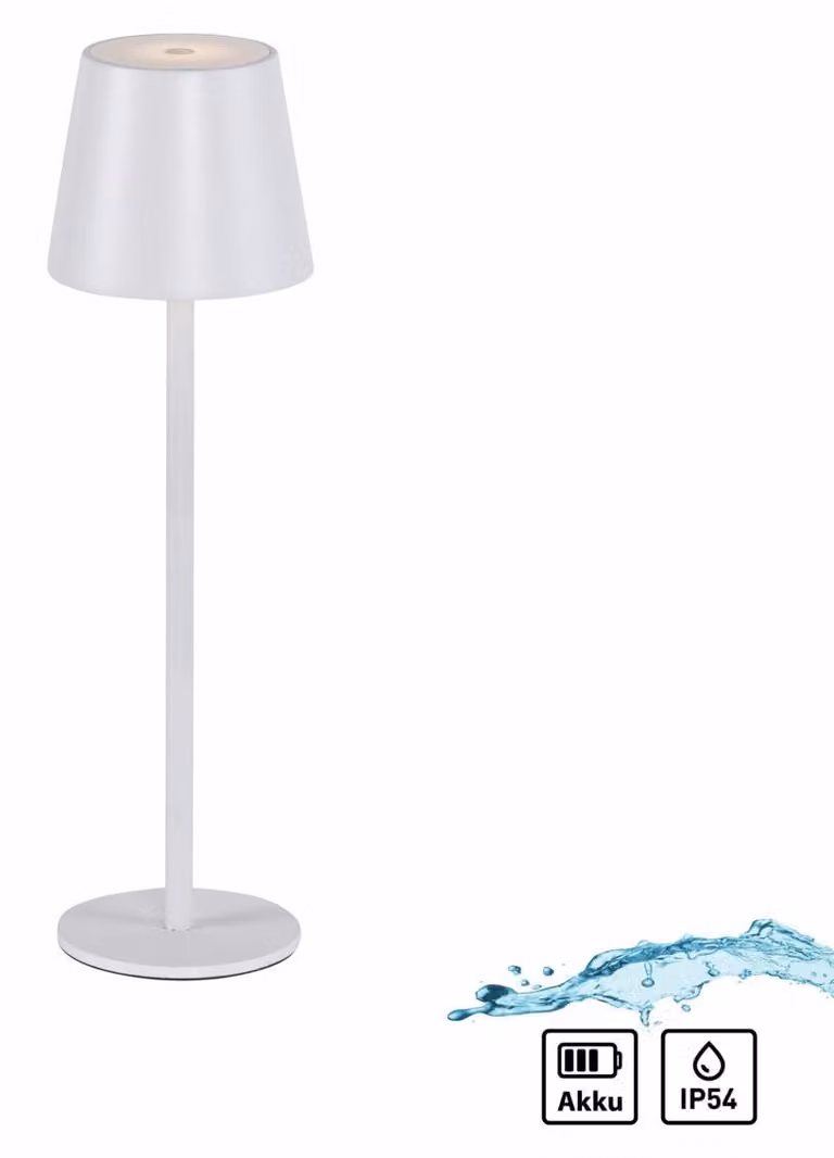 Lampada da tavolo per esterni portatile bianco touch IP54 LED 3W Euria Leuchten Direkt