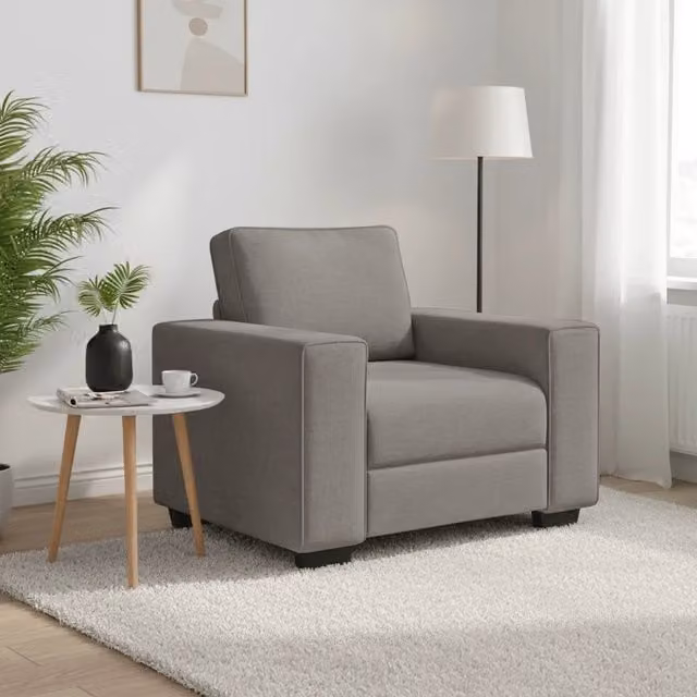 Poltrona Lounge moderna vidaXL in tessuto beige e grigio con braccioli L/P/H: 100 x 77 x 82 cm – 1