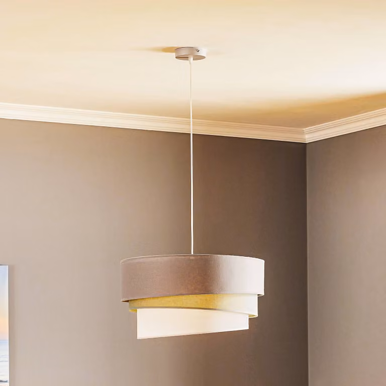 Lampada a sospensione Trio Duolla, dimmerabile, Multicolore, Soggiorno / Sala da pranzo, Tessuto / Stoffa / Seta, Moderno, Lampada a sospensione