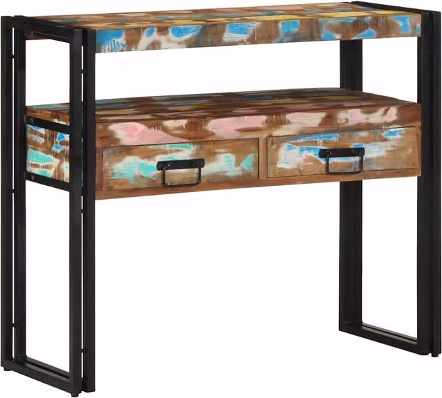 Tavolo consolle in legno massello e metallo stile industrial vidaXL L/P/H: 90 x 33 x 75 cm
