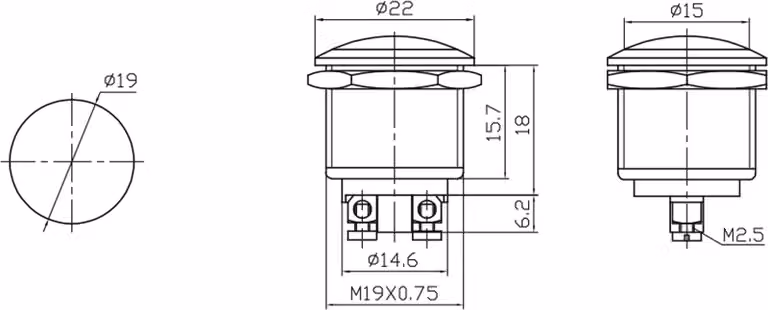 Pulsante PBS-28B, contatto NO