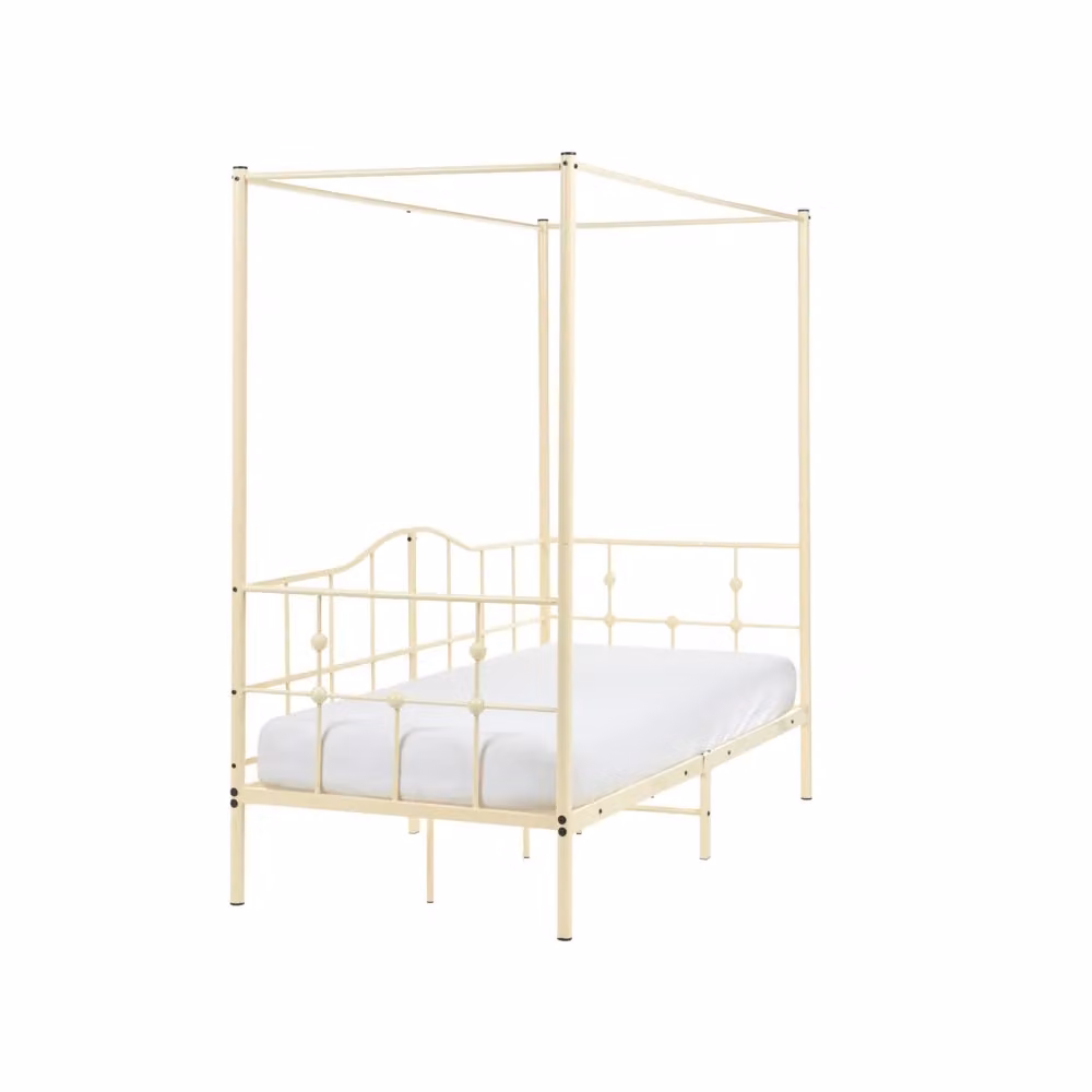 Letto a baldacchino singolo BELIANI in metallo beige stile moderno L/P/H: 200 x 90 x 193 cm – 2
