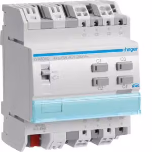 Attuatore di commutazione KNX, attuatore per tapparelle a 4 canali, 16A, carico C - Attuatore di commutazione KNX a 4 canali TYA604D