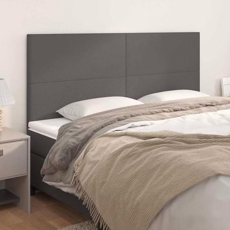 Testiera per letto vidaXL in similpelle grigia con pannello imbottito, L/P/H: 160 x 5 x 118/128 cm