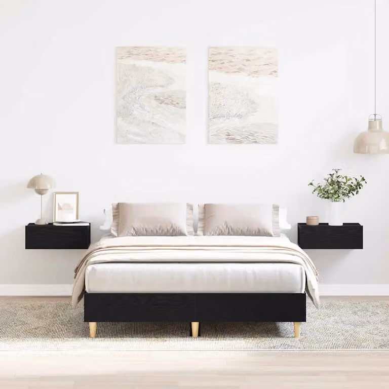 Struttura del letto moderna vidaXL in legno nero, L/P/H: 193 x 143 x 25 cm