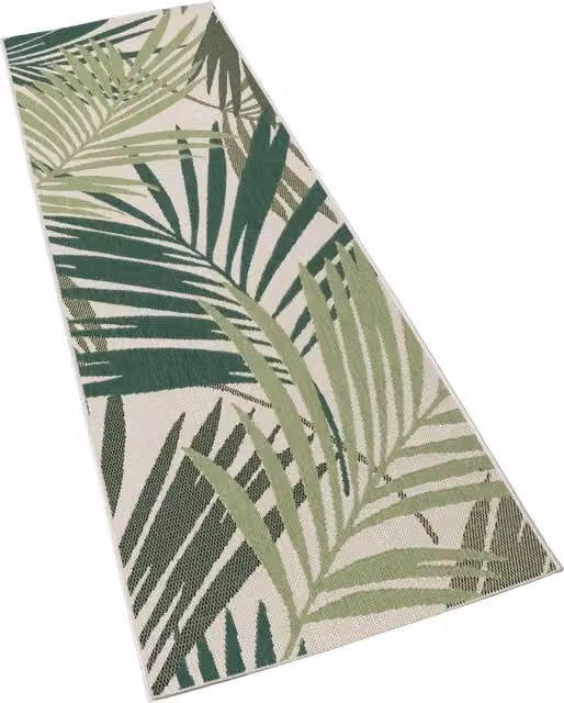 Tappeto per interni ed esterni Ostenza verde con motivo floreale L: 250 cm, P: 80 cm – 1