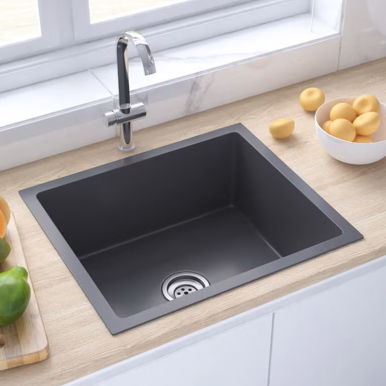 The Living Store Lavello da incasso a mano in acciaio inox nero