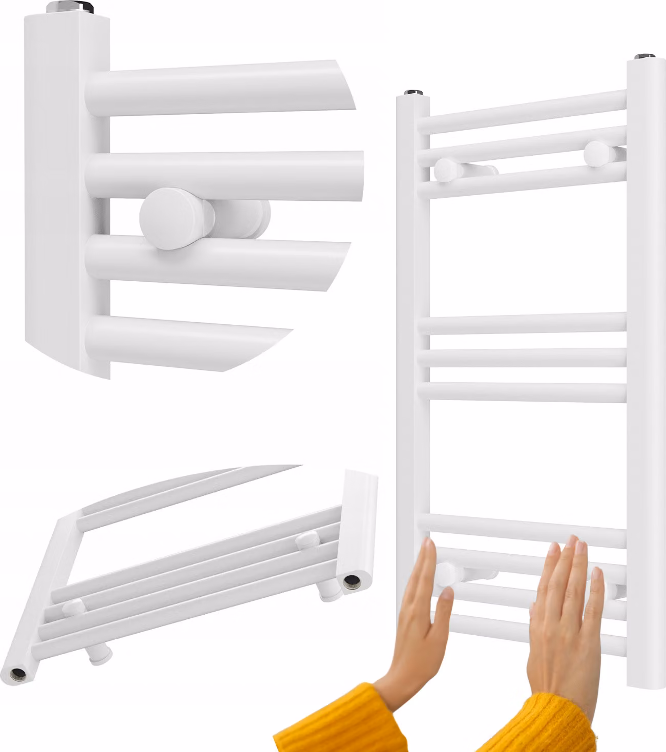 Granitan - Termoarredo bagno - Scaldasalviette 40x70 cm - Radiatore bianco - portasciugamani - BRENO