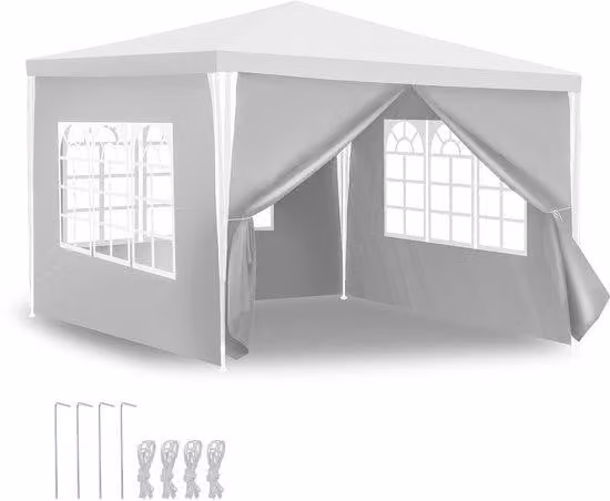 Telo impermeabile per tettoia da campeggio, con pareti laterali, dimensioni 3x3 metri, colore bianco