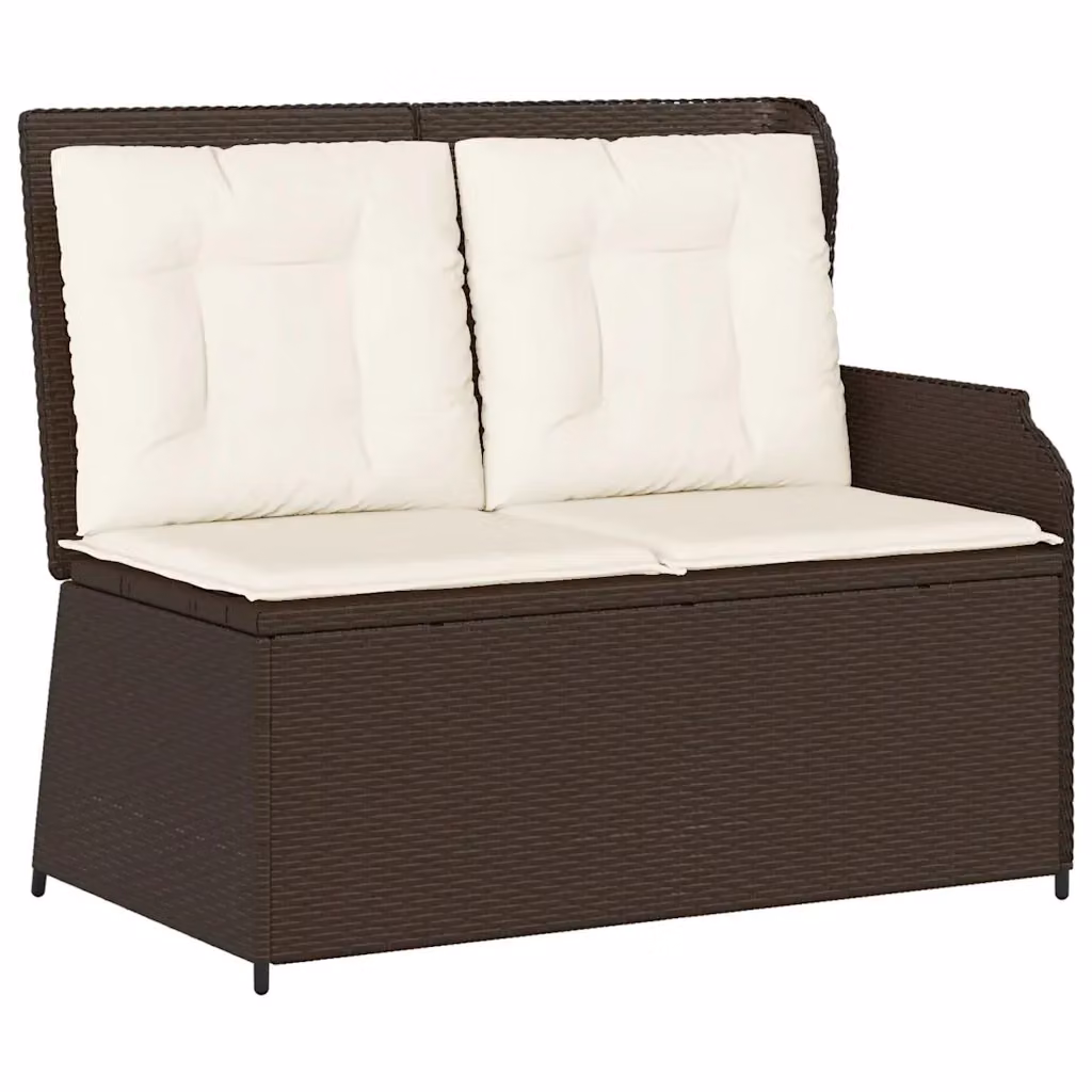 Panca reclinabile da giardino Outsunny in polyrattan marrone con cuscini e braccioli – 2