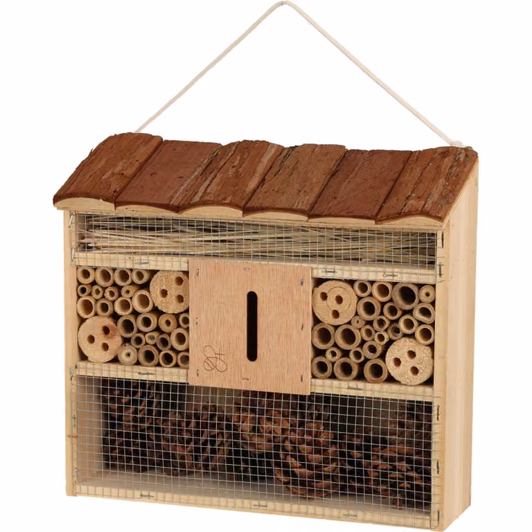 Albergo per insetti con tetto in legno, 29,5 x 10 x 28,5 cm