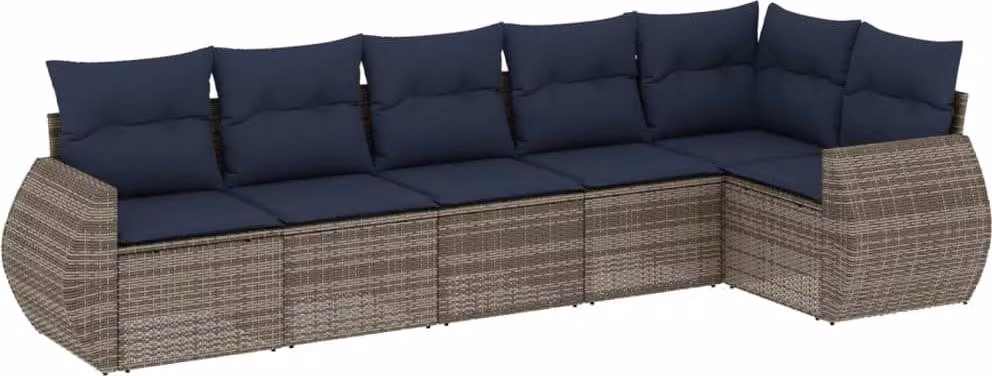 Set Divani da Giardino 6 pz con Cuscini Grigio in Polyrattan