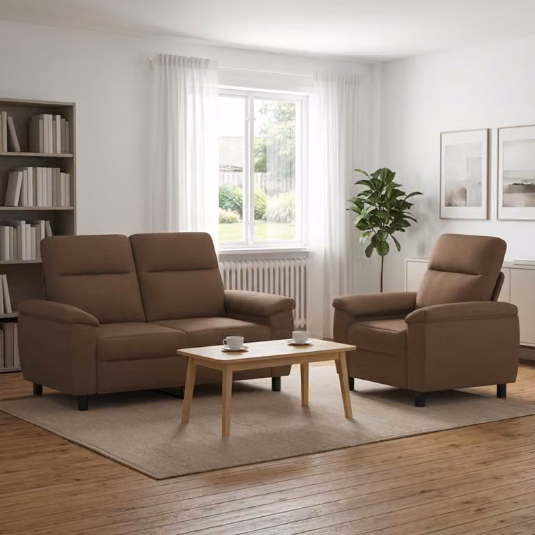 Set di 2 divani moderni vidaXL in tessuto marrone con struttura in metallo per il tuo soggiorno