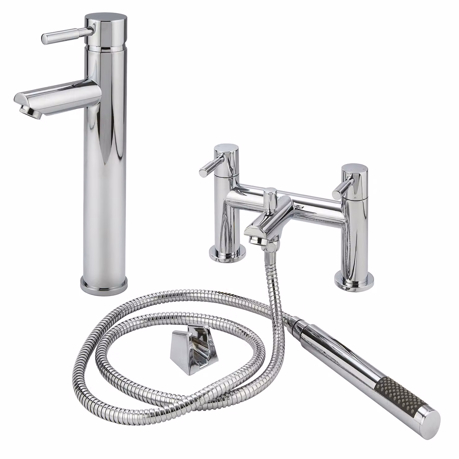 Set di Rubinetti Miscelatori per Lavabo e Vasca da Bagno con Kit Doccia - Cromato - Como