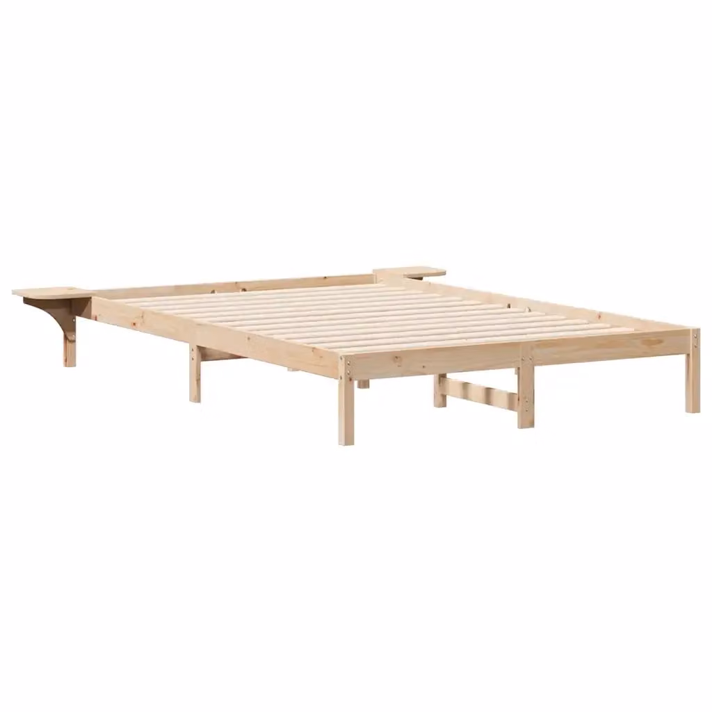 Letto moderno vidaXL in pino massello con tavolini laterali beige L/P/H: 215.5 x 140 x 200 cm – 2