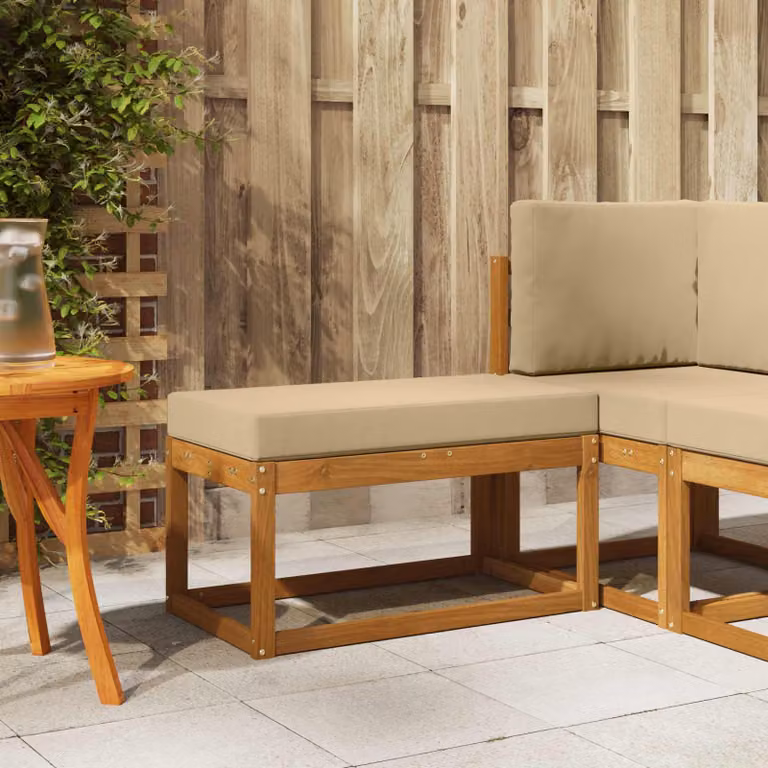 vidaXL Panca da esterno moderna in legno di acacia color marrone/beige L: 110 cm, P: 43 cm, H: 37 cm