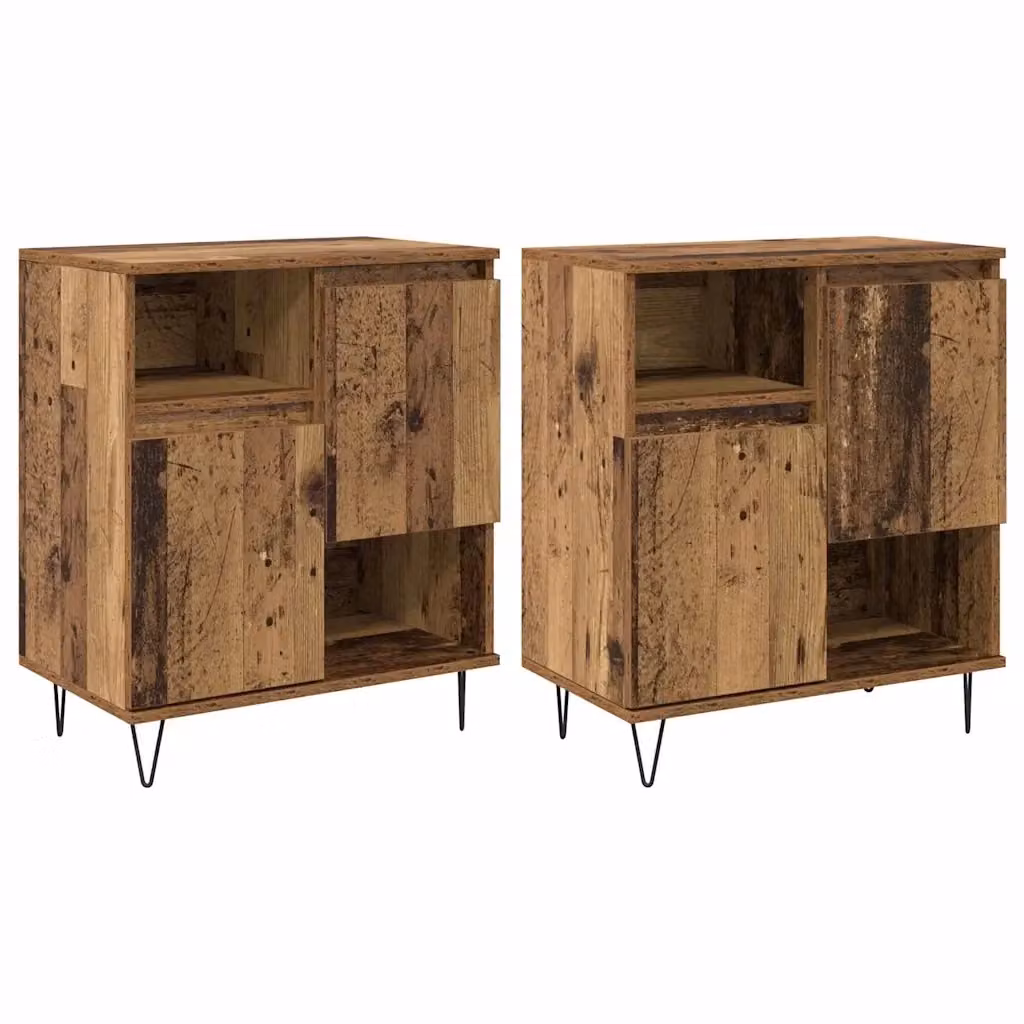 Set di 2 credenze vidaXL in legno effetto antico marrone L: 60 cm, P: 35 cm, H: 70 cm – 2