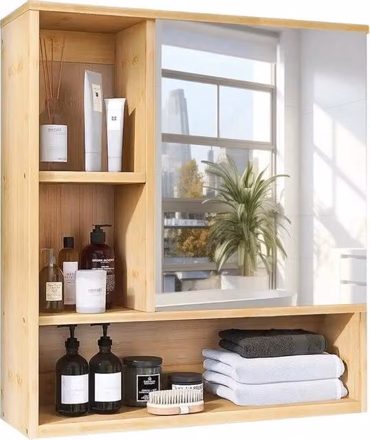 Cassettiera da bagno con specchio - 55,5 x 16 x 61 cm