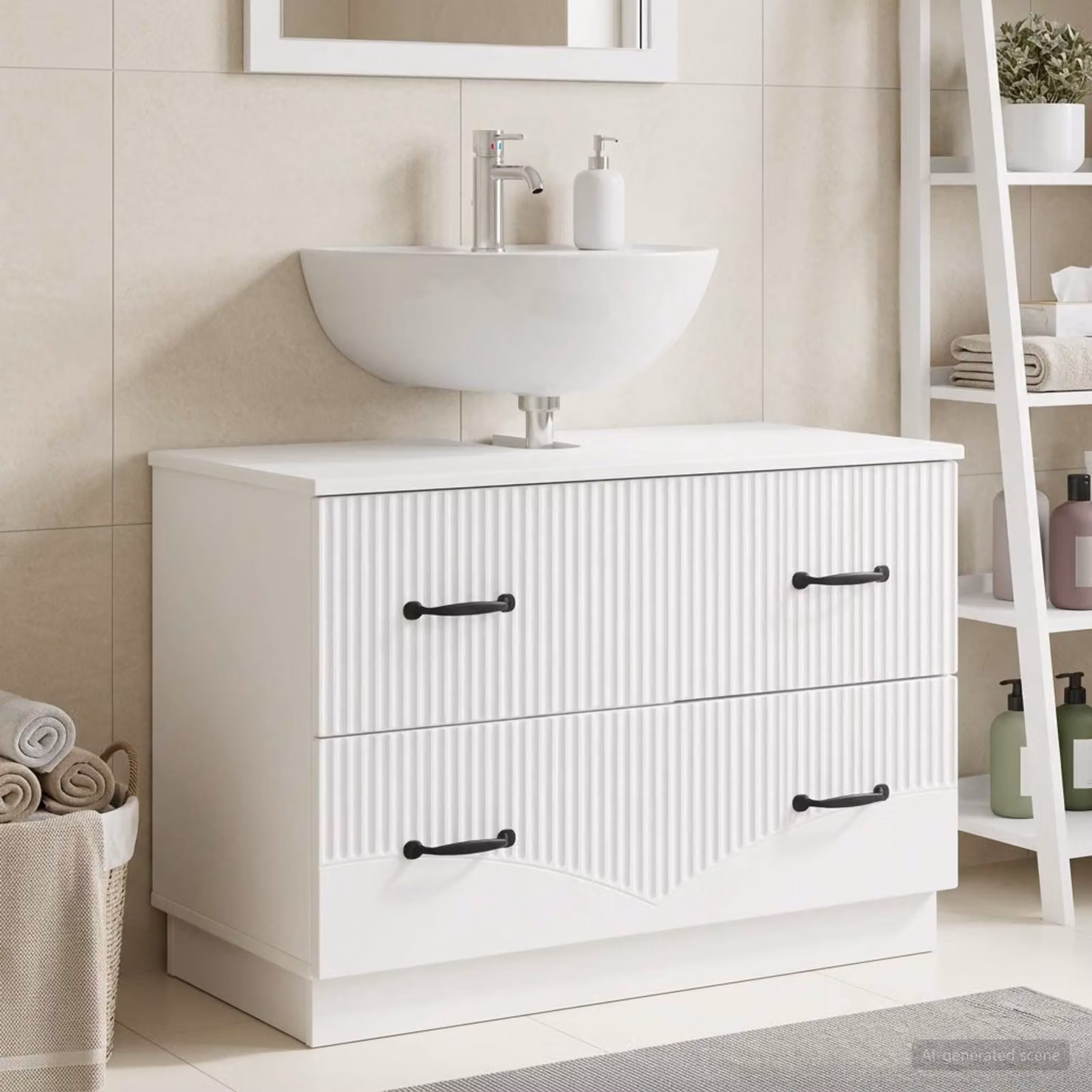 Armadio per lavabo da bagno moderno vidaXL HOORN Bianco L: 82 cm, P: 41 cm, H: 56 cm