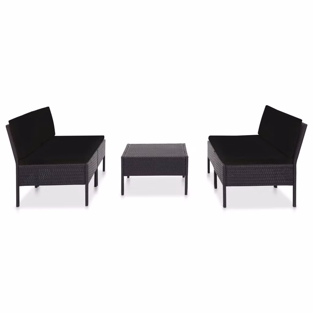 vidaXL Set di divani da giardino 5 pezzi con cuscini in poly rattan nero