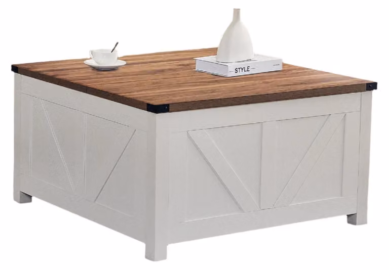 Tavolino da salotto - Tavolino da caffè - Tavolino contenitore - Piccolo tavolo - Tavolo in legno - Sistema di sollevamento idraulico