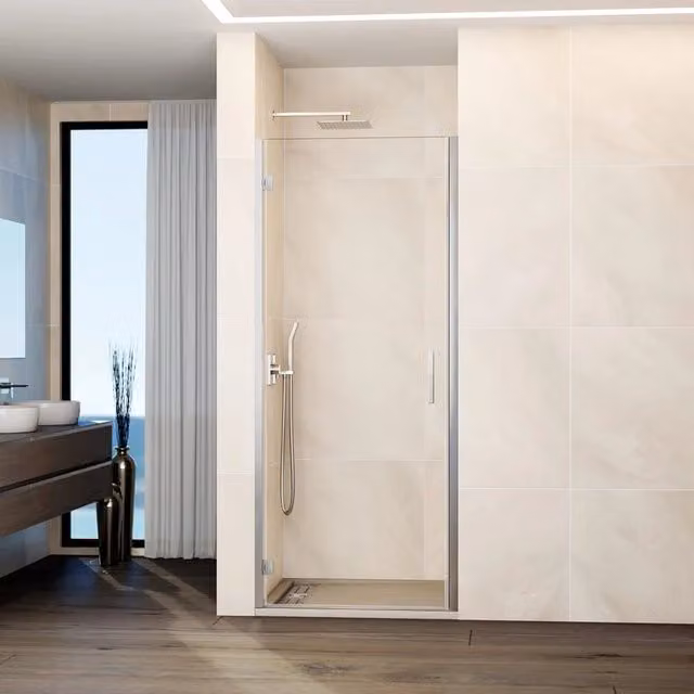 Box doccia frontale GLASS 1 porta battente 90 cm (85,7-90,2) cromo trasparente