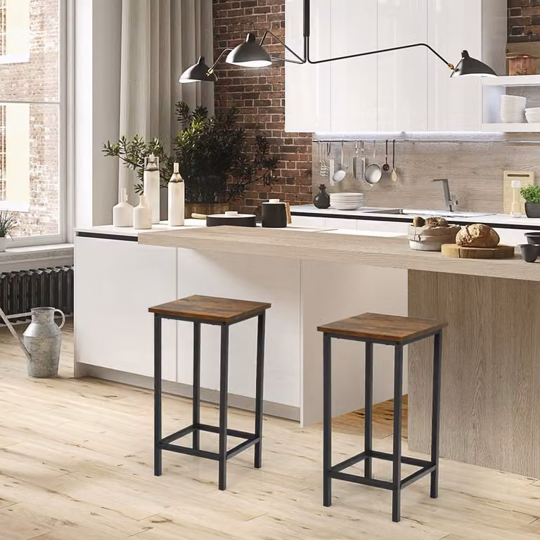 Set di 4 sgabelli da bar moderni Costway in legno e metallo, colore marrone