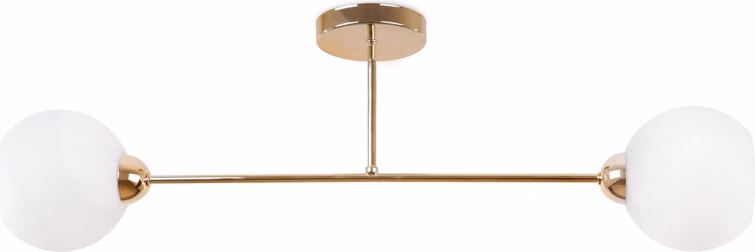 Lampada da soffitto Asturia oro a 2 luci con paralumi bianchi E27