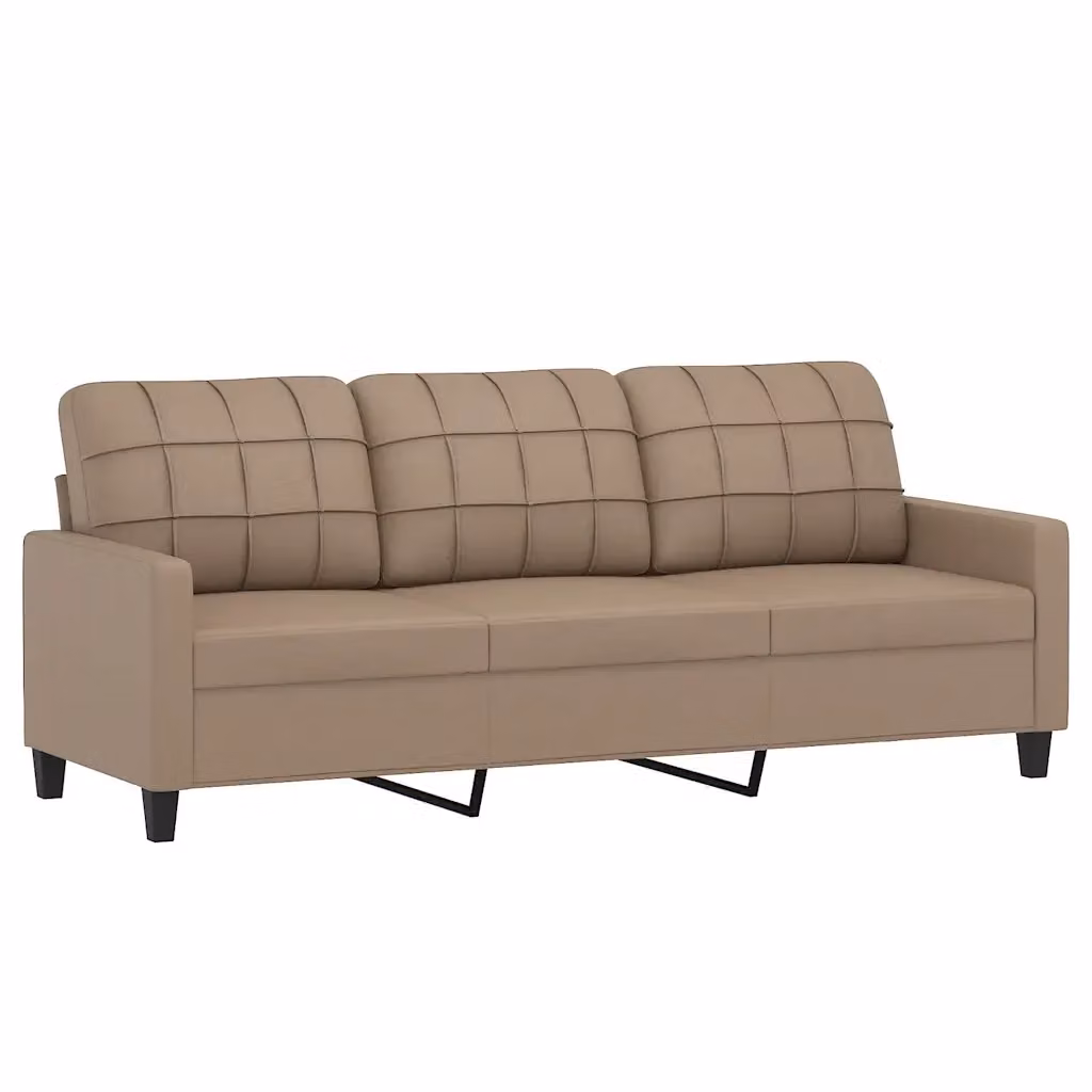 Divano a 3 posti moderno vidaXL in similpelle beige con struttura in metallo L: 198 cm, P: 80 cm, H: 77 cm – 2