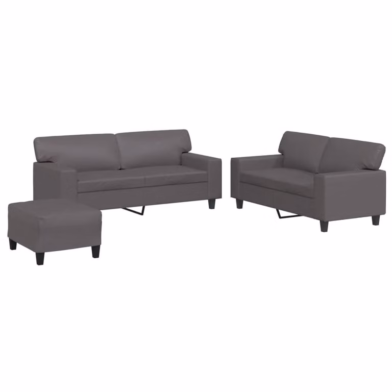 Set di Divani 3 pz Grigio in Pelle finta