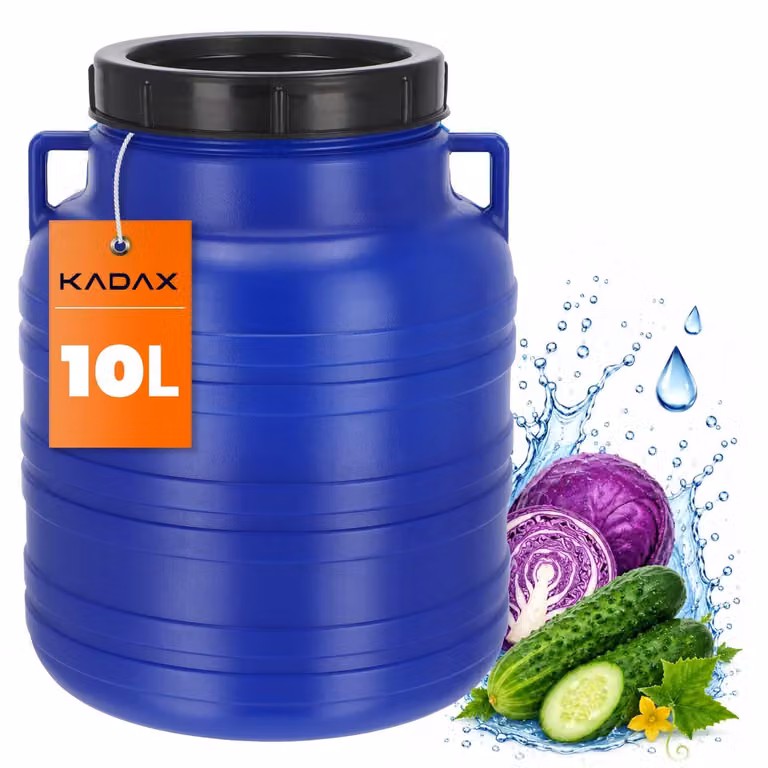 Barile per acqua piovana KADAX "Odda", barile in plastica, a collo largo, blu, 10 litri