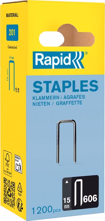 Rapid Tools 40109528 Graffette Rapid a dorso stretto tipo 606, 15 mm, confezione piccola