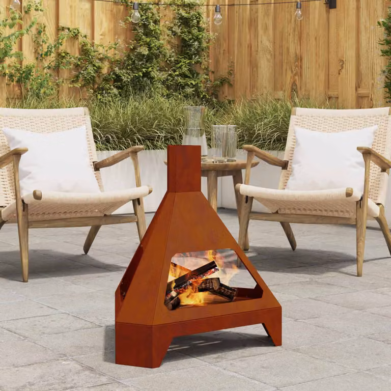 Braciere vidaXL in acciaio Corten color marrone L: 50 cm, P: 43 cm, H: 52 cm