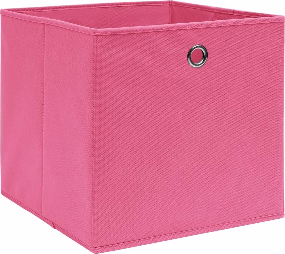 Scatole Portaoggetti con Coperchi 4pz Rosa 32x32x32 cm Tessuto