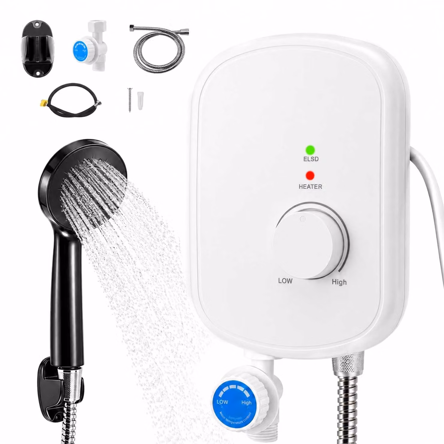 Scaldabagno istantaneo elettrico - Potenza: 5500 W - Tensione: 230 V - Dimensioni compatte: 15x21 cm - Adatto per doccia e cucina